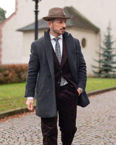 Burgundy Corduroy Suit with Hat